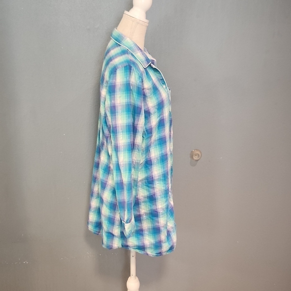 Victoria's secret flannel plaid button down pajama shirt size large - Picture 3 of 9